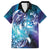 Aloha Hawaii Turtle Family Matching Long Sleeve Bodycon Dress and Hawaiian Shirt Teal Purple Ribbon - Polynesian Pride
