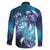 Aloha Hawaii Turtle Family Matching Long Sleeve Bodycon Dress and Hawaiian Shirt Teal Purple Ribbon - Polynesian Pride