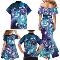 Aloha Hawaii Turtle Family Matching Mermaid Dress and Hawaiian Shirt Teal Purple Ribbon LT7 - Polynesian Pride