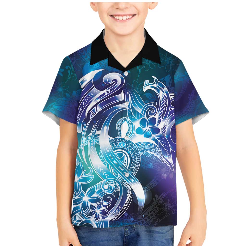 Aloha Hawaii Turtle Family Matching Mermaid Dress and Hawaiian Shirt Teal Purple Ribbon LT7 Son's Shirt Purple Teal - Polynesian Pride