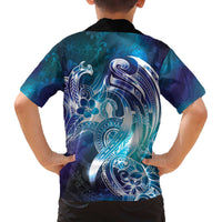 Aloha Hawaii Turtle Family Matching Off The Shoulder Long Sleeve Dress and Hawaiian Shirt Teal Purple Ribbon LT7 - Polynesian Pride