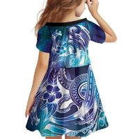 Aloha Hawaii Turtle Family Matching Off Shoulder Maxi Dress and Hawaiian Shirt Teal Purple Ribbon LT7 - Polynesian Pride