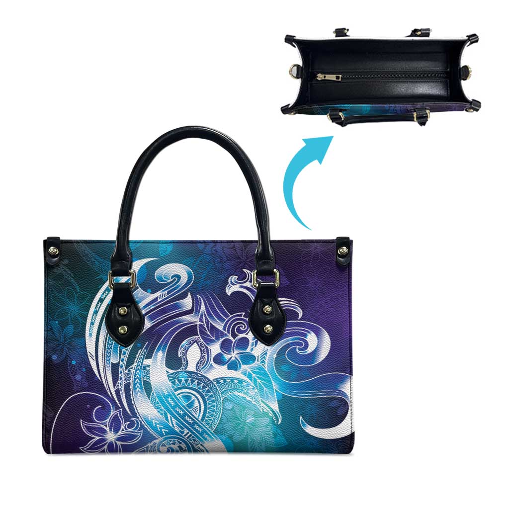 Aloha Hawaii Turtle Leather Bag Teal Purple Ribbon - Polynesian Pride