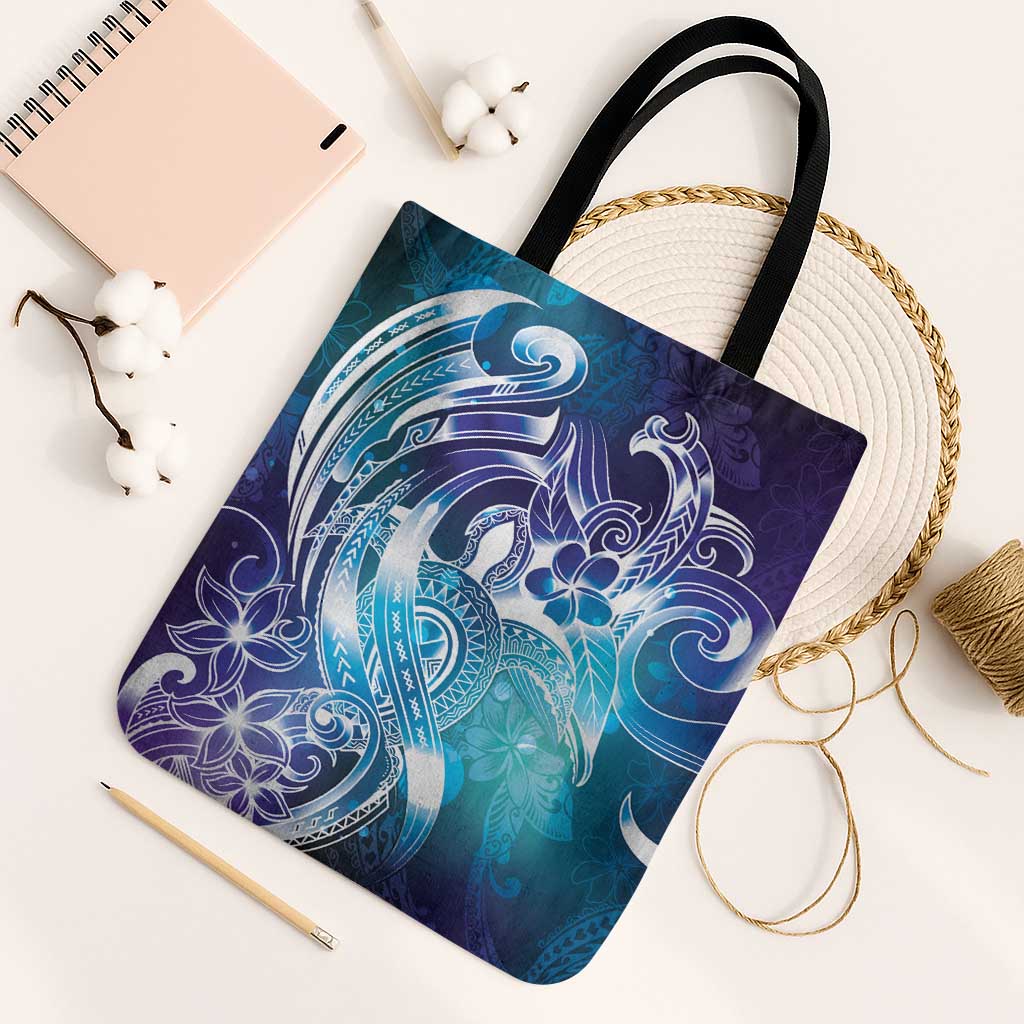 Aloha Hawaii Turtle Tote Bag Teal Purple Ribbon - Polynesian Pride