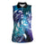 Aloha Hawaii Turtle Women Sleeveless Polo Shirt Teal Purple Ribbon - Polynesian Pride