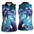 Aloha Hawaii Turtle Women Sleeveless Polo Shirt Teal Purple Ribbon - Polynesian Pride