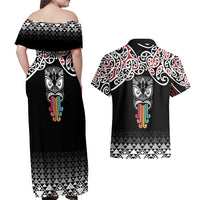 Kia Kaha Te Reo Maori Couples Matching Off Shoulder Maxi Dress and Hawaiian Shirt 50 Years Mo Ake Tonu Te Reo LT7 - Polynesian Pride