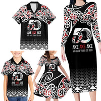 Kia Kaha Te Reo Maori Family Matching Long Sleeve Bodycon Dress and Hawaiian Shirt 50 Years Mo Ake Tonu Te Reo LT7 - Polynesian Pride