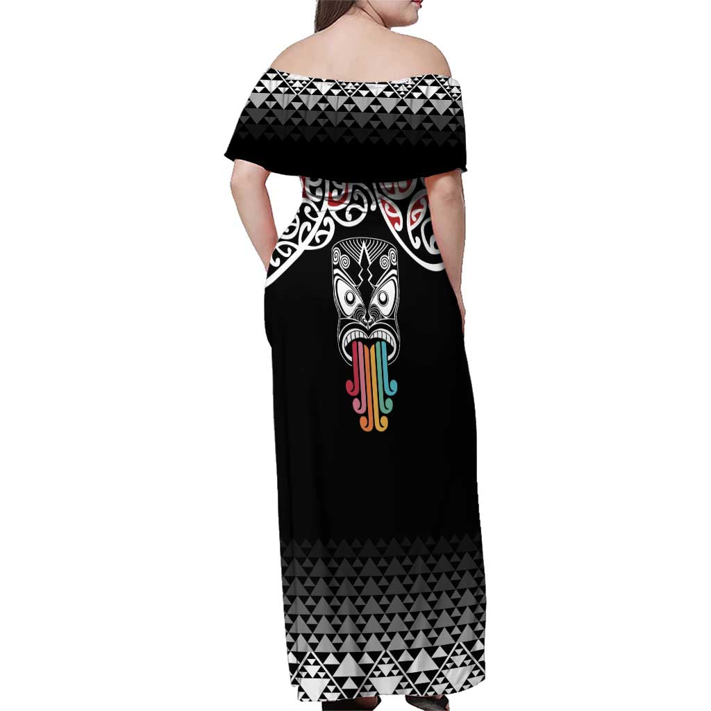 Kia Kaha Te Reo Maori Family Matching Off Shoulder Maxi Dress and Hawaiian Shirt 50 Years Mo Ake Tonu Te Reo LT7 - Polynesian Pride