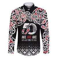 Kia Kaha Te Reo Maori Family Matching Summer Maxi Dress and Hawaiian Shirt 50 Years Mo Ake Tonu Te Reo LT7 Dad's Shirt - Long Sleeve Black - Polynesian Pride