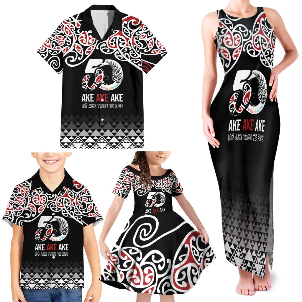 Kia Kaha Te Reo Maori Family Matching Tank Maxi Dress and Hawaiian Shirt 50 Years Mo Ake Tonu Te Reo LT7 - Polynesian Pride
