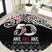 Kia Kaha Te Reo Maori Round Carpet 50 Years Mo Ake Tonu Te Reo LT7 Black - Polynesian Pride