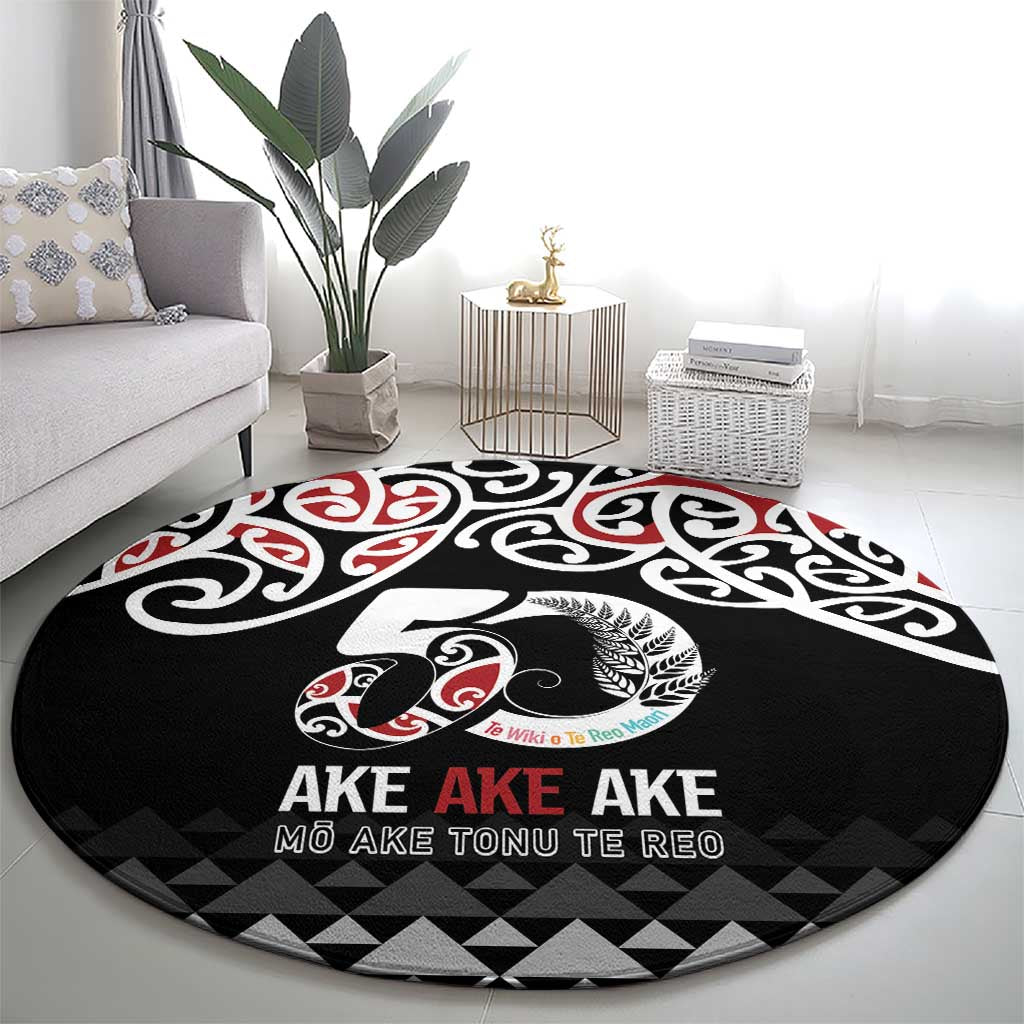 Kia Kaha Te Reo Maori Round Carpet 50 Years Mo Ake Tonu Te Reo LT7 - Polynesian Pride