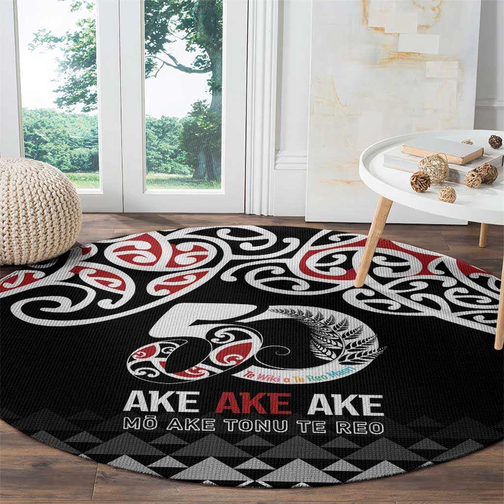 Kia Kaha Te Reo Maori Round Carpet 50 Years Mo Ake Tonu Te Reo LT7 - Polynesian Pride