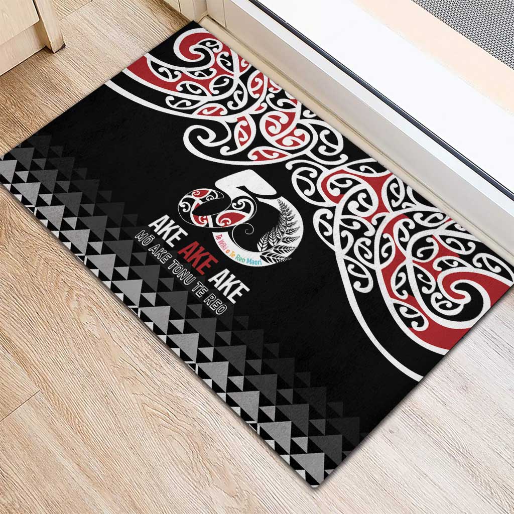Kia Kaha Te Reo Maori Rubber Doormat 50 Years Mo Ake Tonu Te Reo - Polynesian Pride