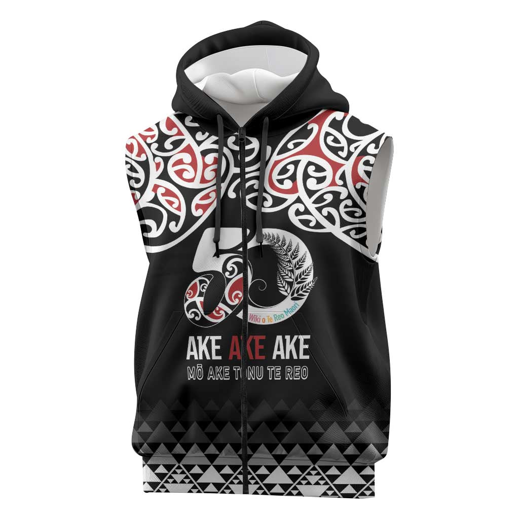 Kia Kaha Te Reo Maori Sleeveless Zip Hoodie 50 Years Mo Ake Tonu Te Reo - Polynesian Pride