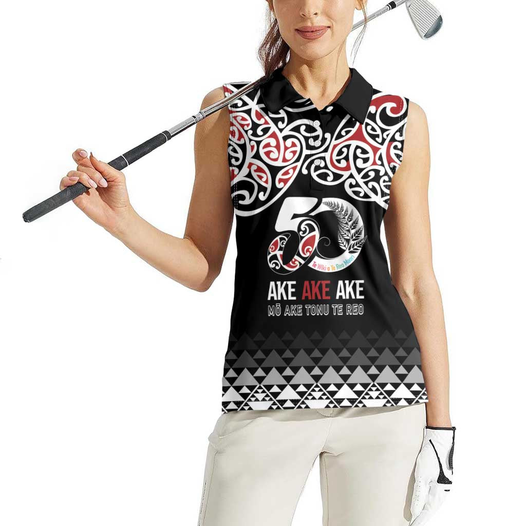 Kia Kaha Te Reo Maori Women Sleeveless Polo Shirt 50 Years Mo Ake Tonu Te Reo - Polynesian Pride