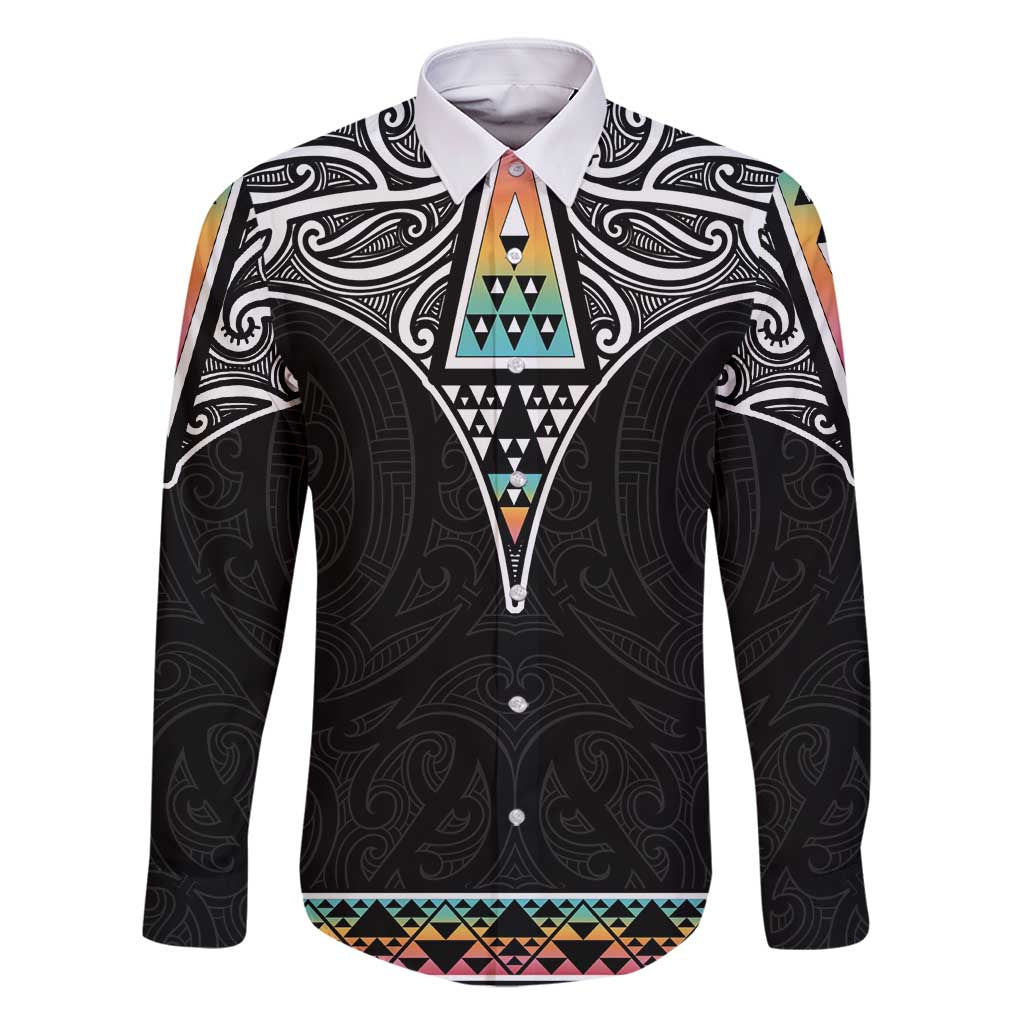 50 Years Kia Kaha Te Reo Maori Family Matching Long Sleeve Bodycon Dress and Hawaiian Shirt Ake Ake Ake! LT7 Dad's Shirt - Long Sleeve White - Polynesian Pride
