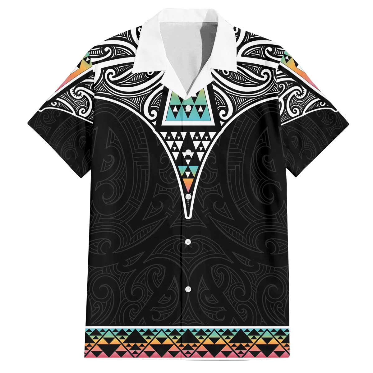 50 Years Kia Kaha Te Reo Maori Family Matching Off The Shoulder Long Sleeve Dress and Hawaiian Shirt Ake Ake Ake! LT7 Dad's Shirt - Short Sleeve White - Polynesian Pride