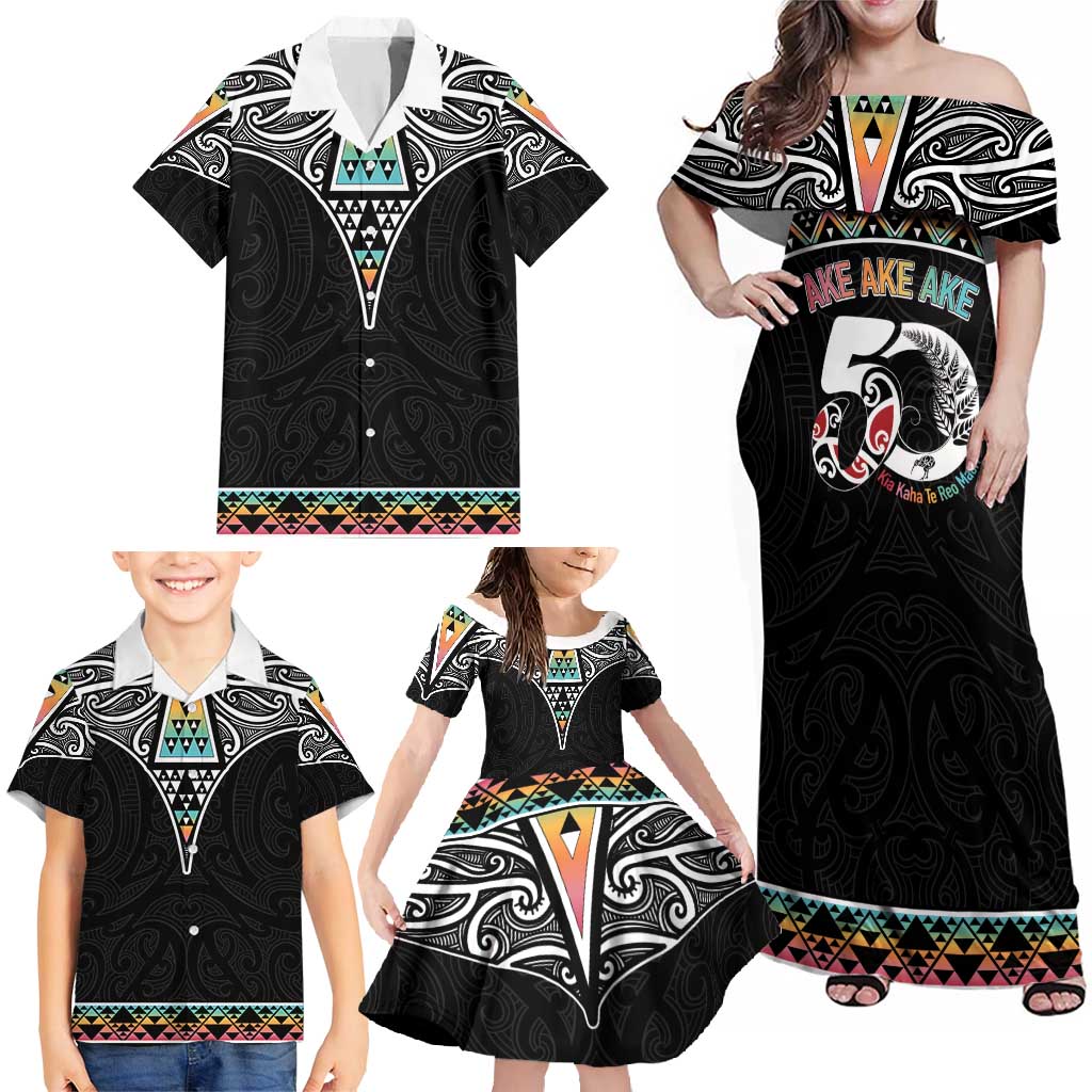 50 Years Kia Kaha Te Reo Maori Family Matching Off Shoulder Maxi Dress and Hawaiian Shirt Ake Ake Ake! LT7 - Polynesian Pride