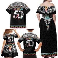 50 Years Kia Kaha Te Reo Maori Family Matching Off Shoulder Maxi Dress and Hawaiian Shirt Ake Ake Ake! LT7 - Polynesian Pride