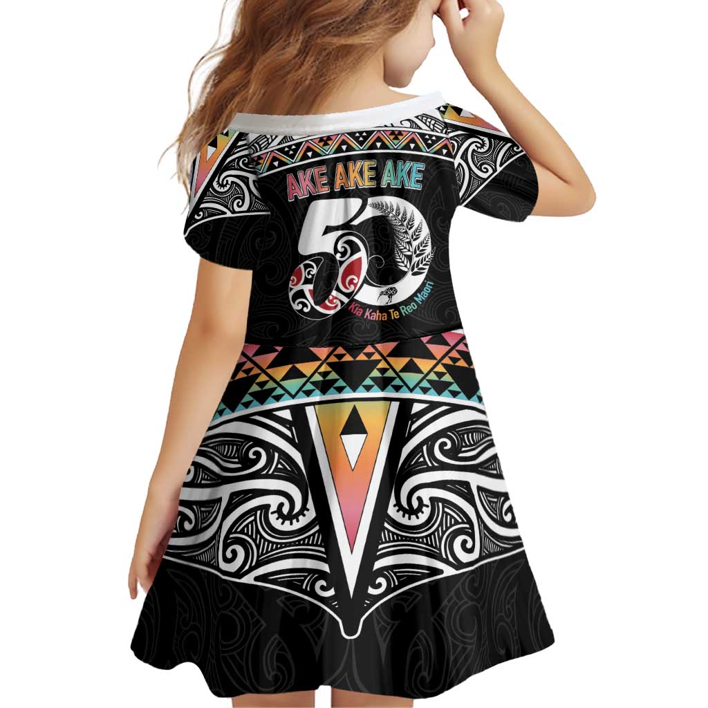 50 Years Kia Kaha Te Reo Maori Family Matching Off Shoulder Short Dress and Hawaiian Shirt Ake Ake Ake! LT7 - Polynesian Pride