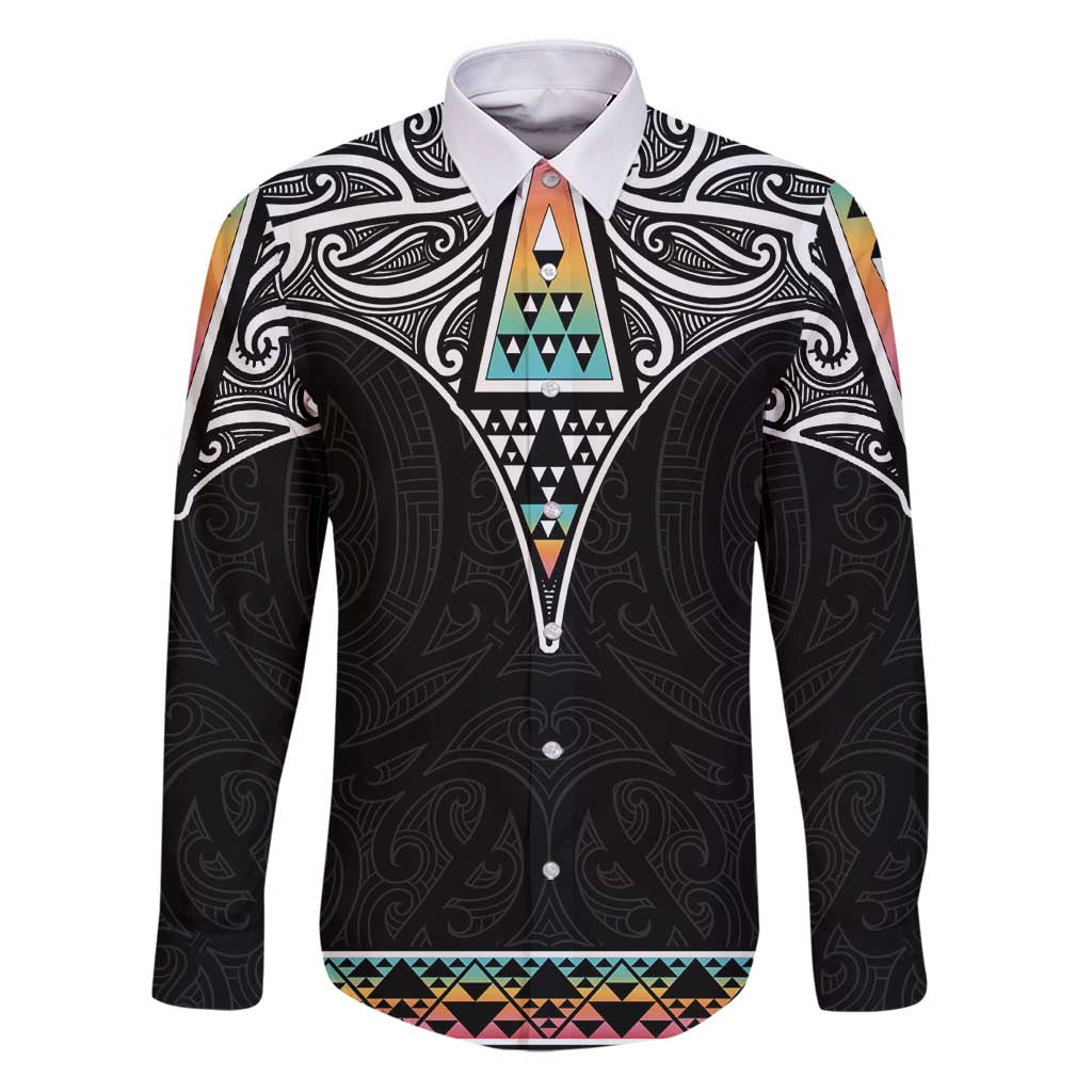 50 Years Kia Kaha Te Reo Maori Family Matching Puletasi and Hawaiian Shirt Ake Ake Ake! LT7 Dad's Shirt - Long Sleeve White - Polynesian Pride