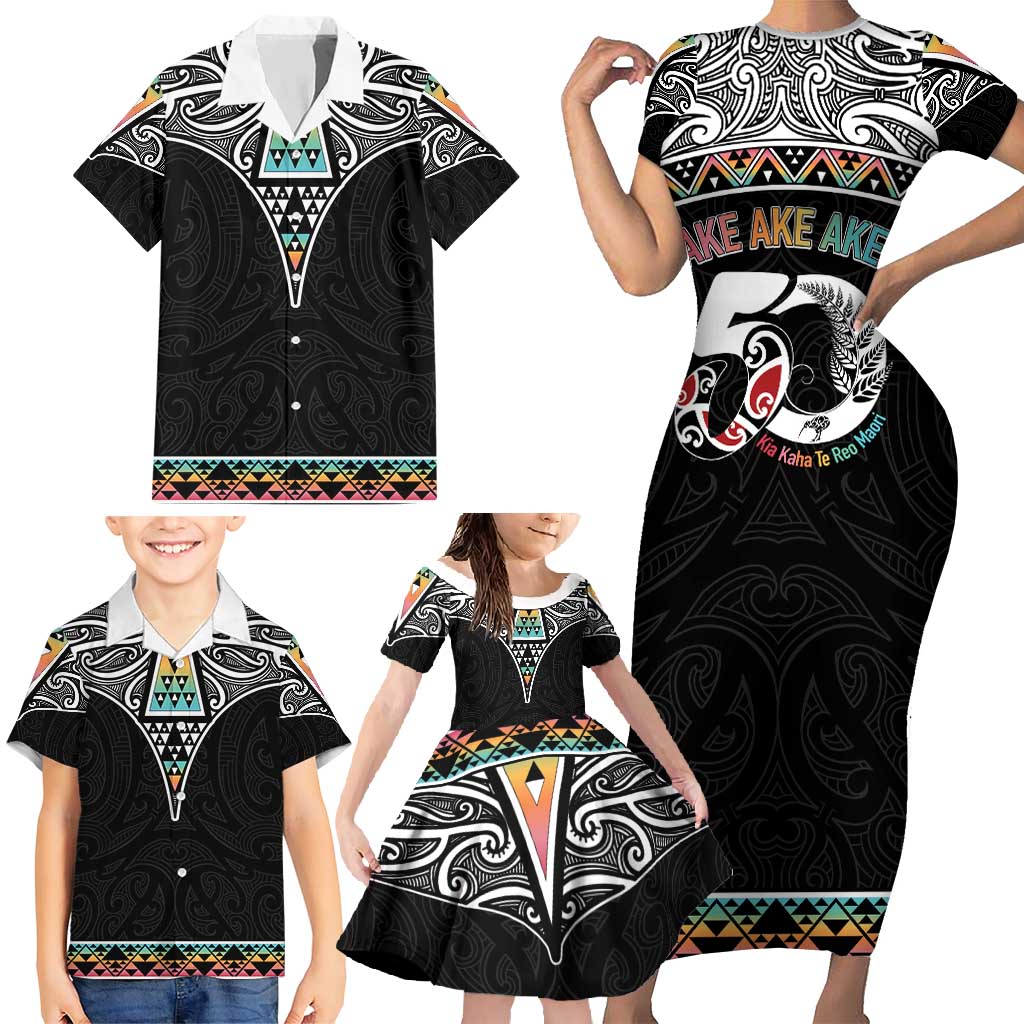 50 Years Kia Kaha Te Reo Maori Family Matching Short Sleeve Bodycon Dress and Hawaiian Shirt Ake Ake Ake! LT7 - Polynesian Pride