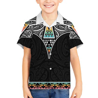 50 Years Kia Kaha Te Reo Maori Family Matching Short Sleeve Bodycon Dress and Hawaiian Shirt Ake Ake Ake! LT7 Son's Shirt White - Polynesian Pride