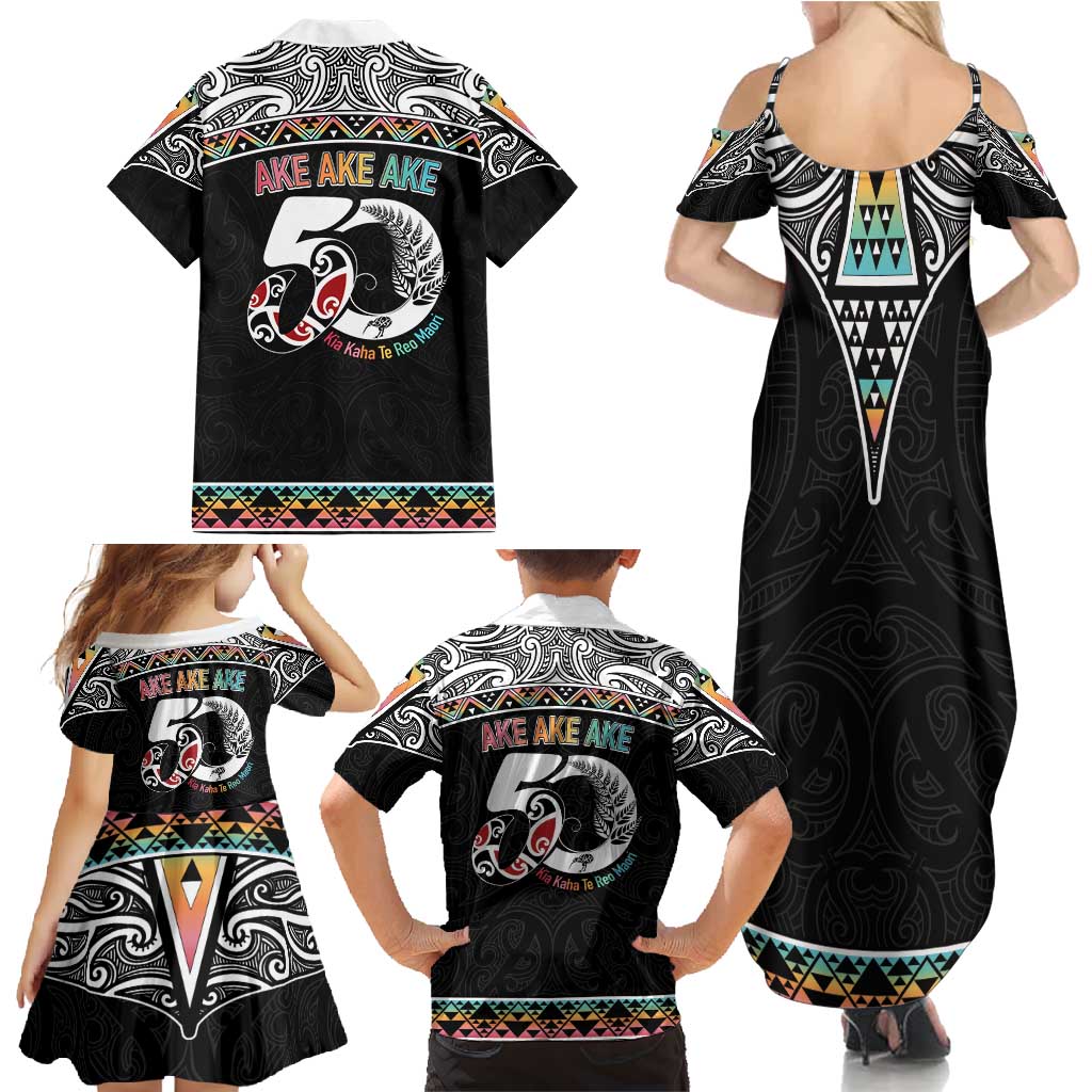 50 Years Kia Kaha Te Reo Maori Family Matching Summer Maxi Dress and Hawaiian Shirt Ake Ake Ake! LT7 - Polynesian Pride