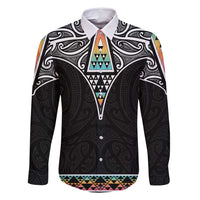 50 Years Kia Kaha Te Reo Maori Family Matching Summer Maxi Dress and Hawaiian Shirt Ake Ake Ake! LT7 Dad's Shirt - Long Sleeve White - Polynesian Pride