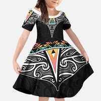 50 Years Kia Kaha Te Reo Maori Family Matching Tank Maxi Dress and Hawaiian Shirt Ake Ake Ake! LT7 Daughter's Dress White - Polynesian Pride
