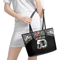 50 Years Kia Kaha Te Reo Maori Leather Tote Bag Ake Ake Ake! - Polynesian Pride