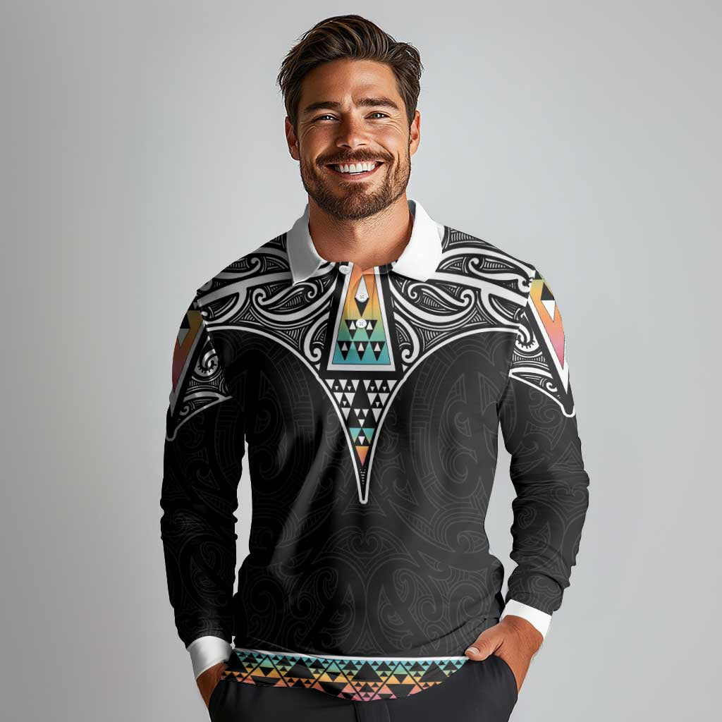50 Years Kia Kaha Te Reo Maori Long Sleeve Polo Shirt Ake Ake Ake! - Polynesian Pride
