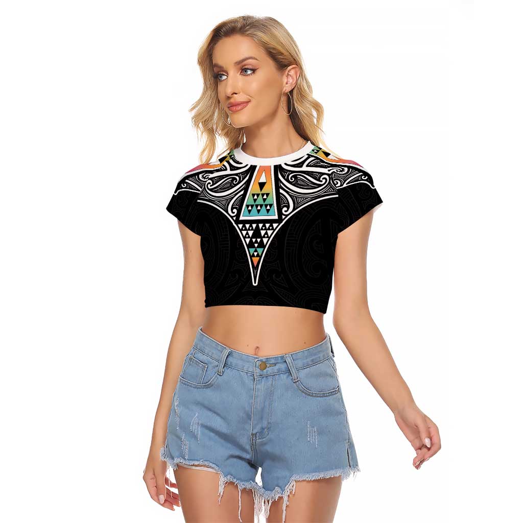 50 Years Kia Kaha Te Reo Maori Raglan Cropped T Shirt Ake Ake Ake! - Polynesian Pride