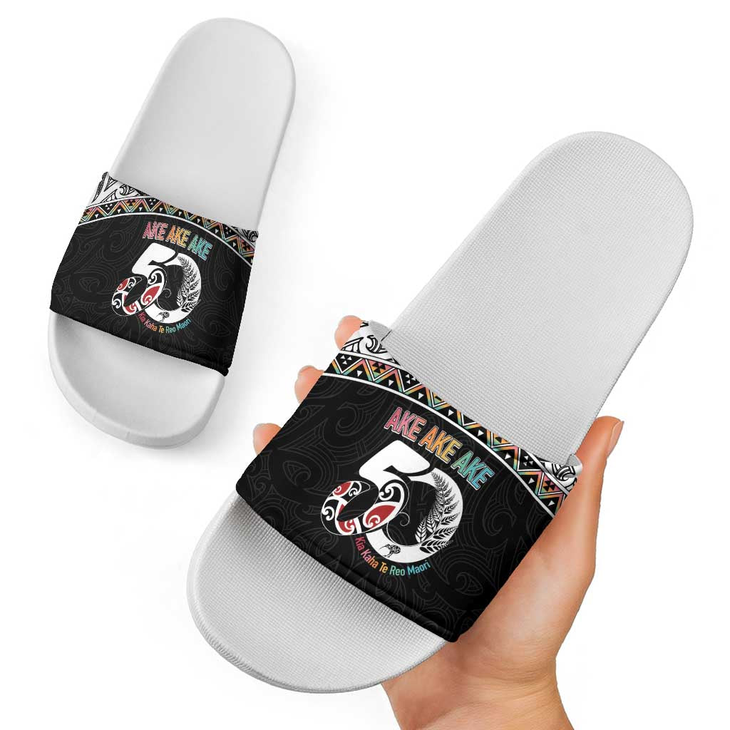 50 Years Kia Kaha Te Reo Maori Slide Sandals Ake Ake Ake! - Polynesian Pride