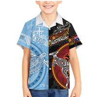 Personalised Fiji and Australia Family Matching Mermaid Dress and Hawaiian Shirt Masi Patterns Mix Aboriginal Art LT7 Son's Shirt Colorful - Polynesian Pride