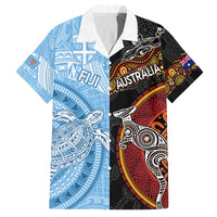 Personalised Fiji and Australia Family Matching Off Shoulder Long Sleeve Dress and Hawaiian Shirt Masi Patterns Mix Aboriginal Art LT7 Dad's Shirt - Short Sleeve Colorful - Polynesian Pride