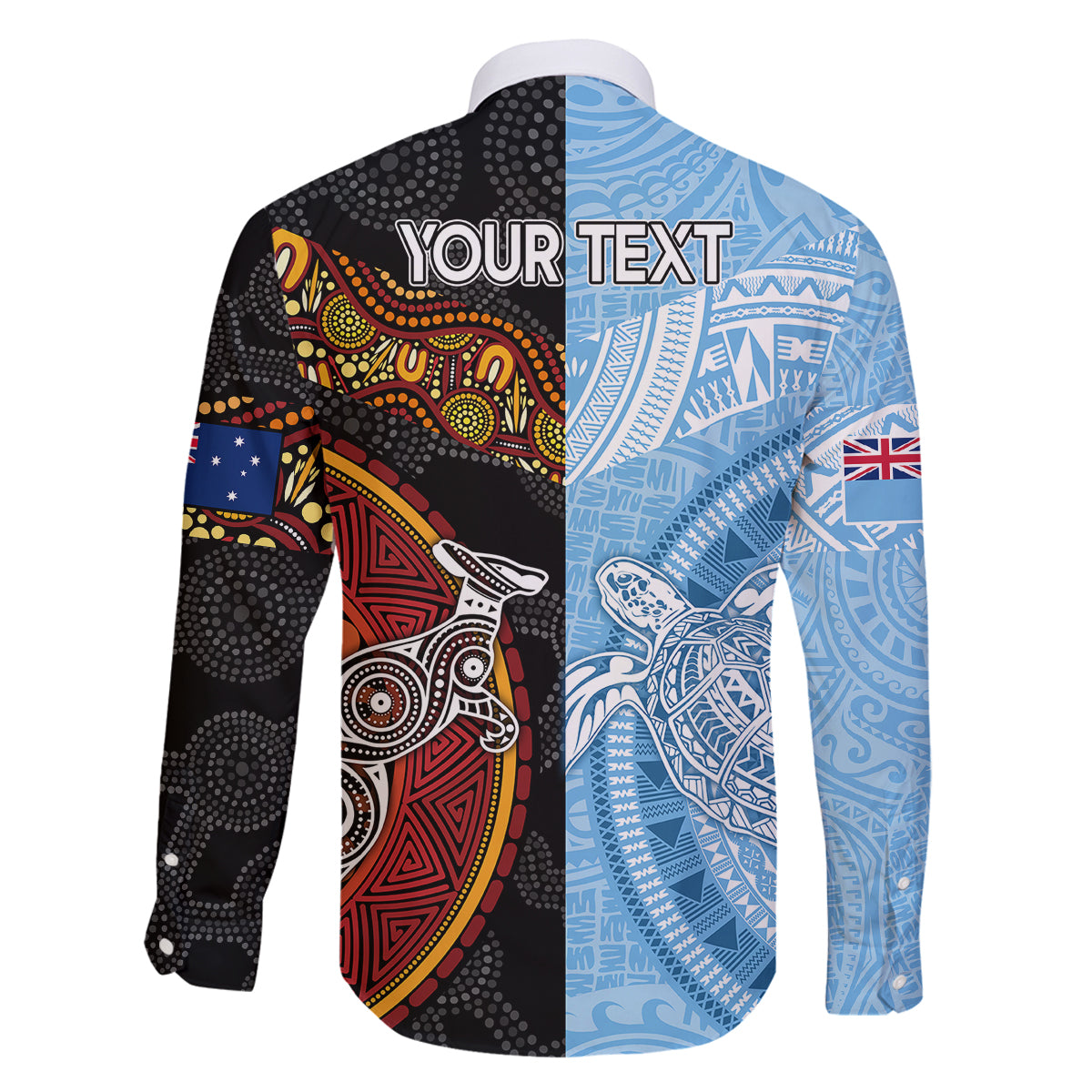 personalised-fiji-and-australia-family-matching-off-shoulder-short-dress-and-hawaiian-shirt-masi-patterns-mix-aboriginal-art