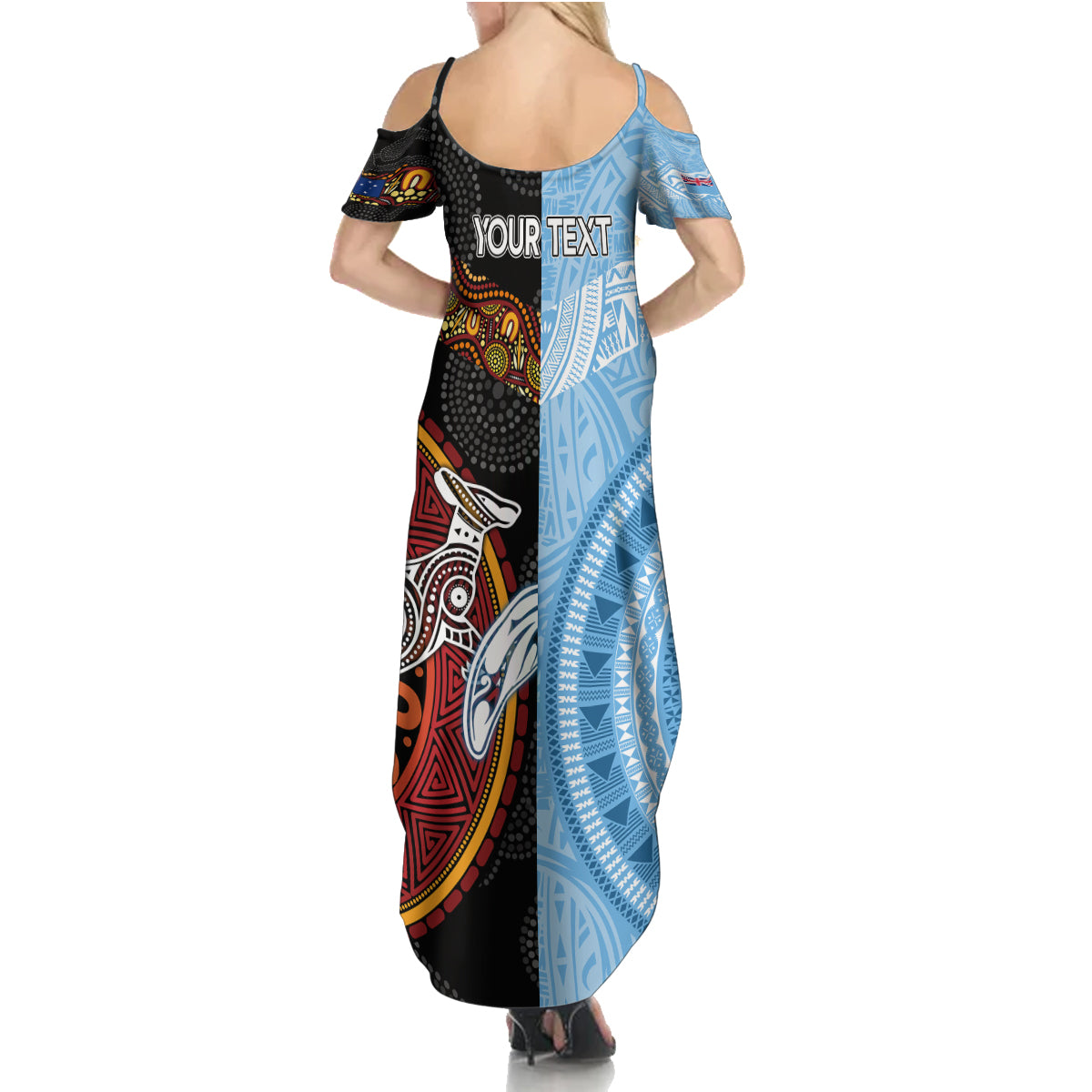 personalised-fiji-and-australia-family-matching-summer-maxi-dress-and-hawaiian-shirt-masi-patterns-mix-aboriginal-art