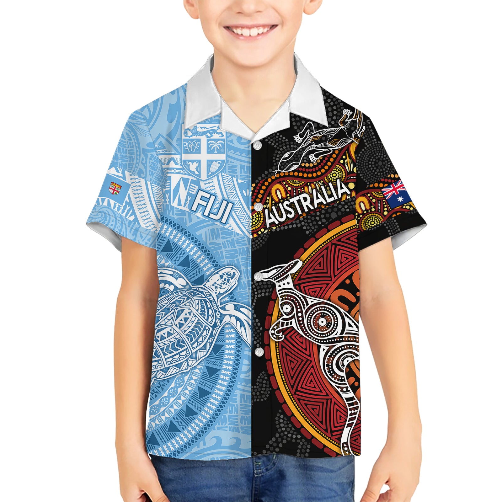 personalised-fiji-and-australia-kid-hawaiian-shirt-masi-patterns-mix-aboriginal-art