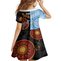 personalised-fiji-and-australia-kid-short-sleeve-dress-masi-patterns-mix-aboriginal-art