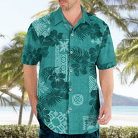 Vintage Hawaii Hawaiian Shirt Hibiscus Mix Hawaiian Quilt Patches - Teal LT7 - Polynesian Pride