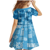Hawaii Tapa Family Matching Mermaid Dress and Hawaiian Shirt Hibiscus Mix Hawaiian Quilt Patches - Blue LT7 - Polynesian Pride