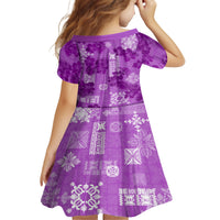 Hawaii Tapa Family Matching Summer Maxi Dress and Hawaiian Shirt Hibiscus Mix Hawaiian Quilt Patches - Violet LT7 - Polynesian Pride