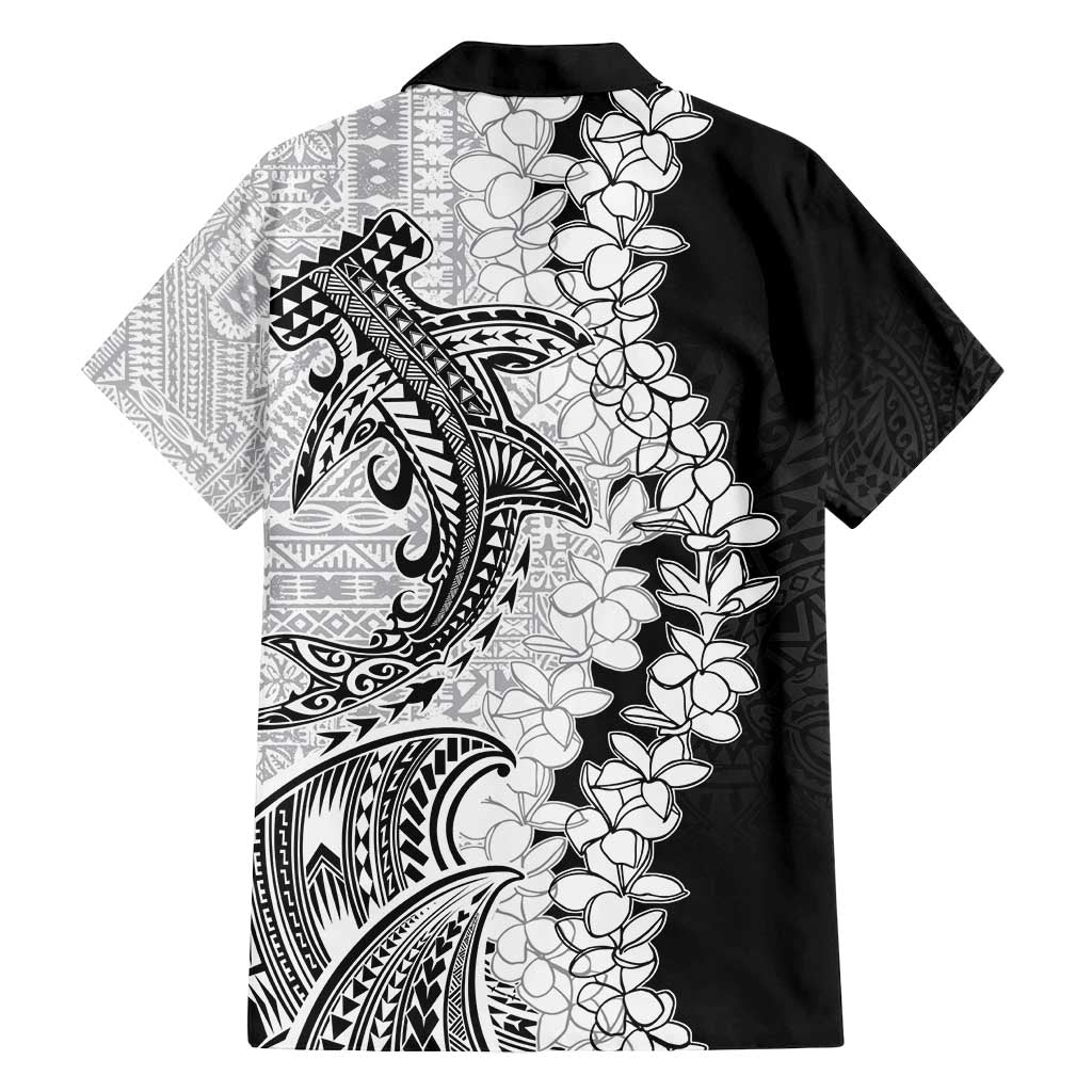 Polynesian Plumeria Lei Family Matching Long Sleeve Bodycon Dress and Hawaiian Shirt with Hammerhead Shark LT7 - Polynesian Pride