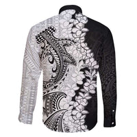 Polynesian Plumeria Lei Family Matching Long Sleeve Bodycon Dress and Hawaiian Shirt with Hammerhead Shark LT7 - Polynesian Pride