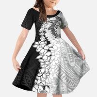 Polynesian Plumeria Lei Family Matching Mermaid Dress and Hawaiian Shirt with Hammerhead Shark LT7 Daughter's Dress Black - Polynesian Pride