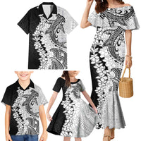 Polynesian Plumeria Lei Family Matching Mermaid Dress and Hawaiian Shirt with Hammerhead Shark LT7 - Polynesian Pride