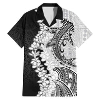 Polynesian Plumeria Lei Family Matching Mermaid Dress and Hawaiian Shirt with Hammerhead Shark LT7 Dad's Shirt - Short Sleeve Black - Polynesian Pride